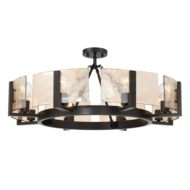 Golden - 3164-8SF BLK-AWG - Eight Light Semi-Flush Mount - Aenon - Matte Black