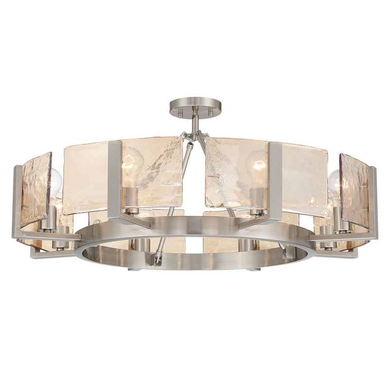 Golden - 3164-8SF PW-AWG - Eight Light Semi-Flush Mount - Aenon - Pewter