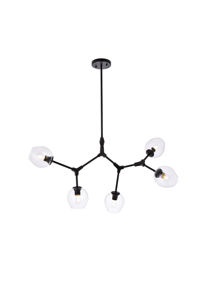 Elegant Lighting - 1712D42BK - Five Light Chandelier - Cavoli - Black and Clear