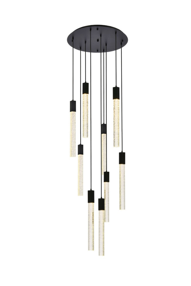 Elegant Lighting - 2067D24BK - Nine Light Pendant - Weston - black