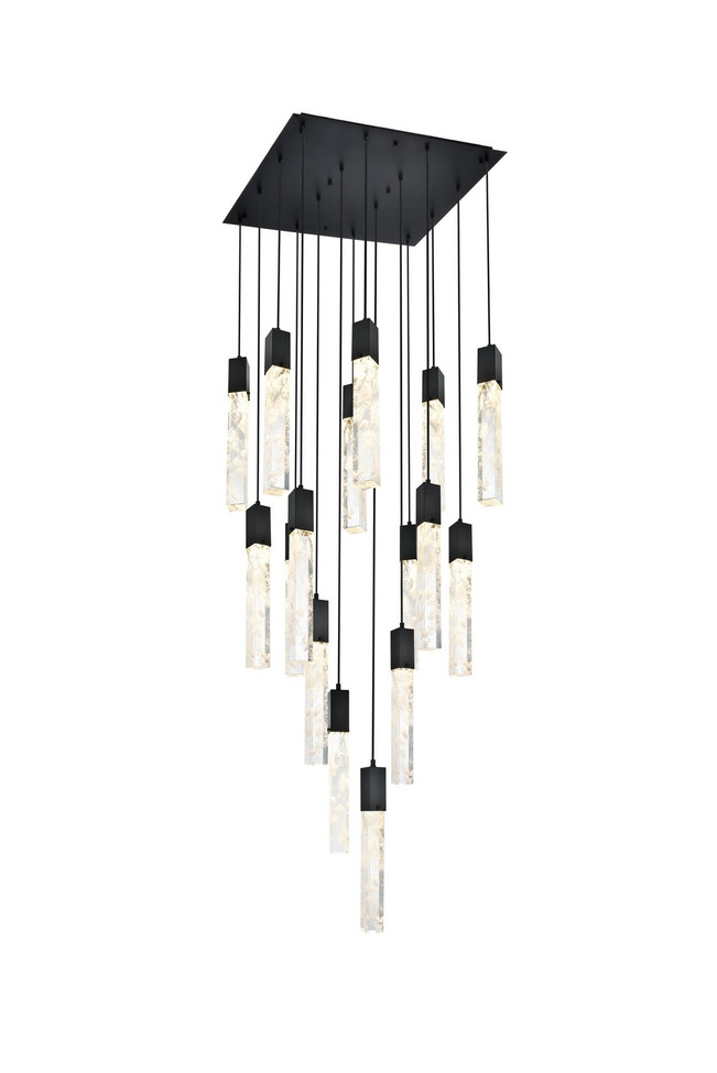 Elegant Lighting - 2088G30BK - 16 Light Pendant - Aurora - Black and Clear