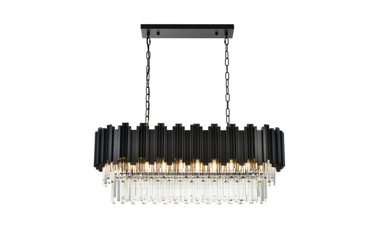 Elegant Lighting - 3401G36BK - Nine Light Chandelier - Willow - Black and Clear