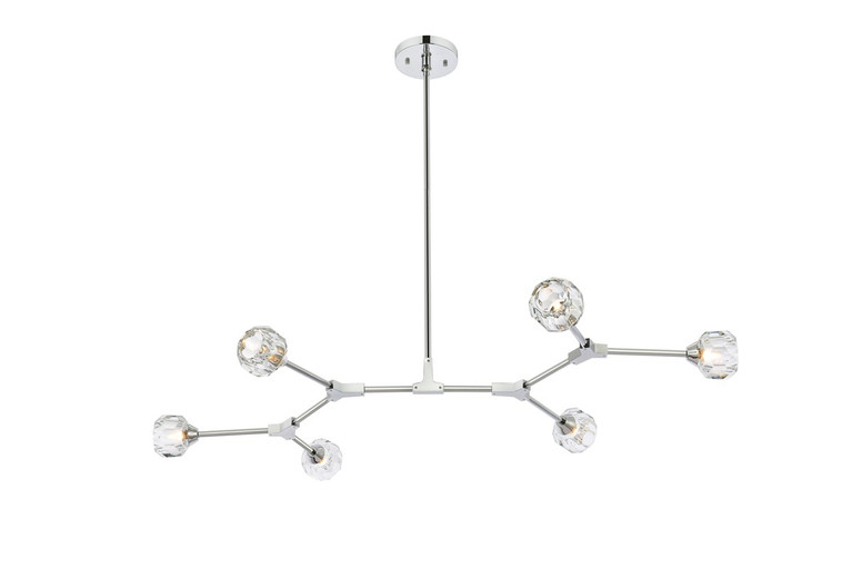 Elegant Lighting - 3508D50C - Six Light Pendant - Zayne - Chrome and Clear
