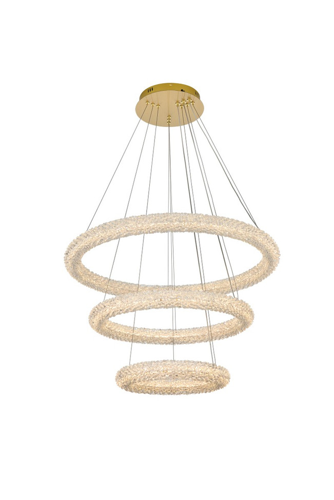 Elegant Lighting - 3800G3LSG - LED Chandelier - Bowen - Satin Gold