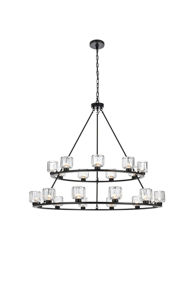 Elegant Lighting - 5100L248BK - 21 Light Chandelier - Cadence - Black and Clear