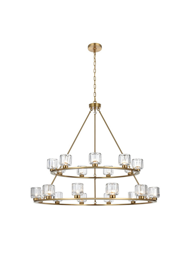 Elegant Lighting - 5100L248SG - 21 Light Chandelier - Cadence - Satin Gold and Clear