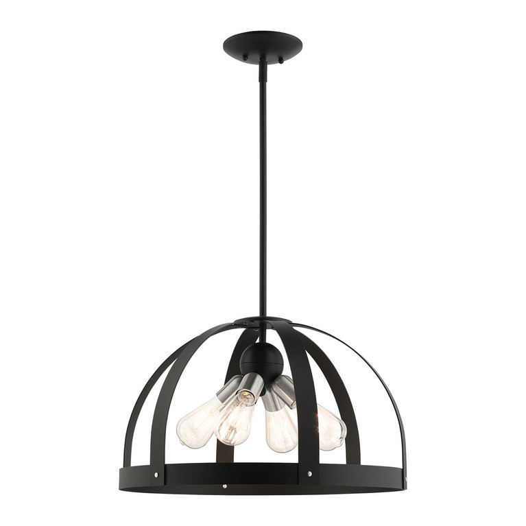 Livex Lighting - 49647-14 - Four Light Chandelier - Stoneridge - Textured Black w/ Brushed Nickels