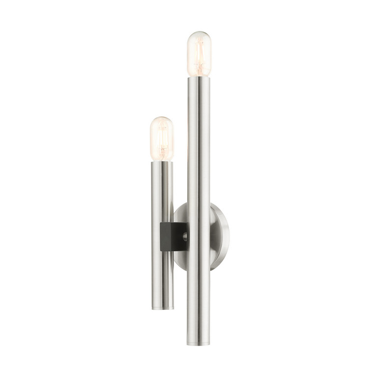 Livex Lighting - 49992-91 - Two Light Wall Sconce - Helsinki - Brushed Nickel w/ Blacks