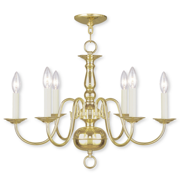 Livex Lighting - 5006-02 - Six Light Chandelier - Williamsburgh - Polished Brass