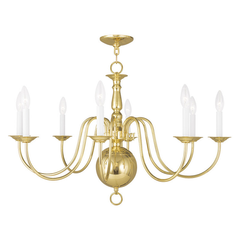 Livex Lighting - 5007-02 - Eight Light Chandelier - Williamsburgh - Polished Brass
