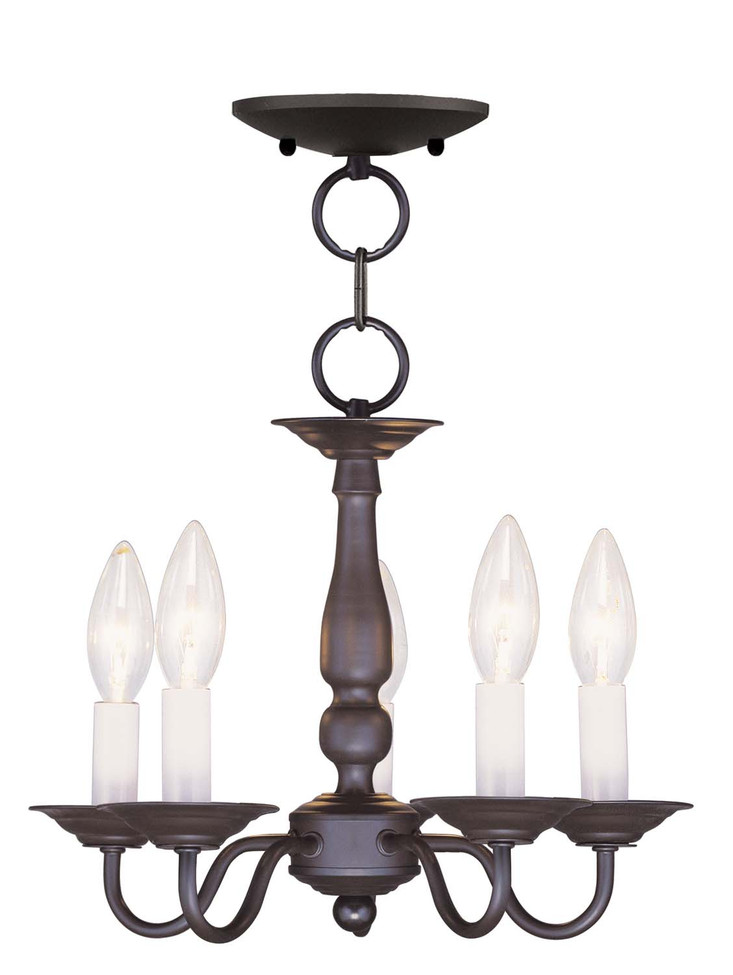 Livex Lighting - 5011-07 - Five Light Mini Chandelier/Ceiling Mount - Williamsburgh - Bronze
