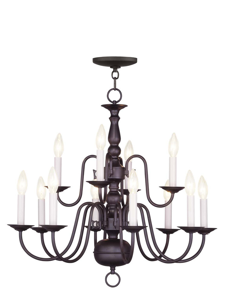 Livex Lighting - 5012-07 - 12 Light Chandelier - Williamsburgh - Bronze