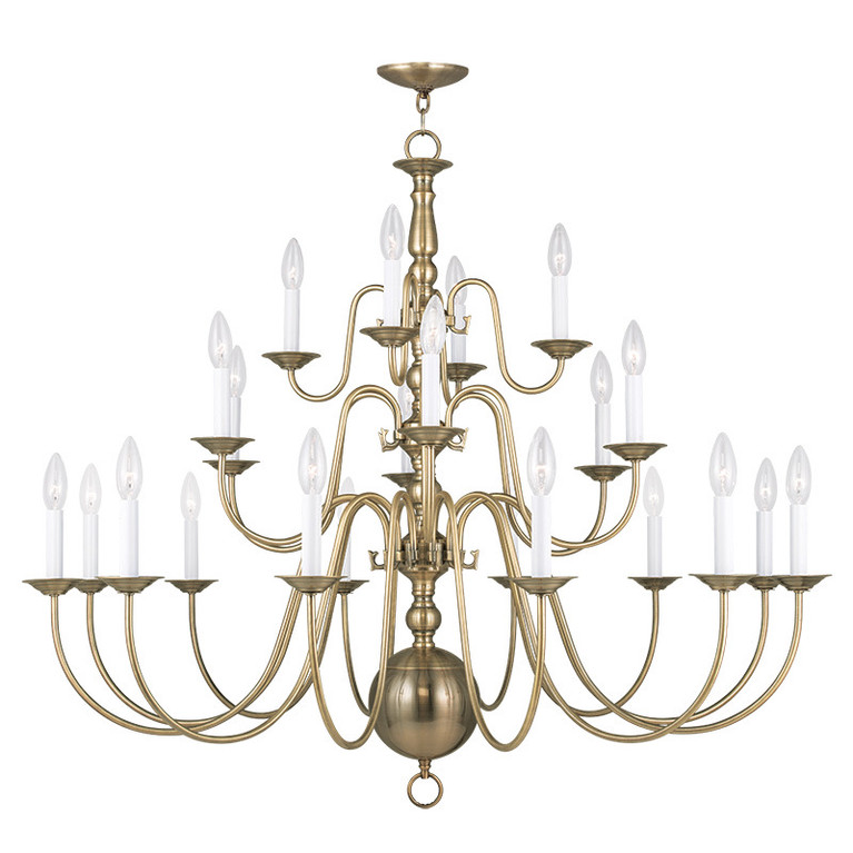 Livex Lighting - 5015-01 - 22 Light Chandelier - Williamsburgh - Antique Brass
