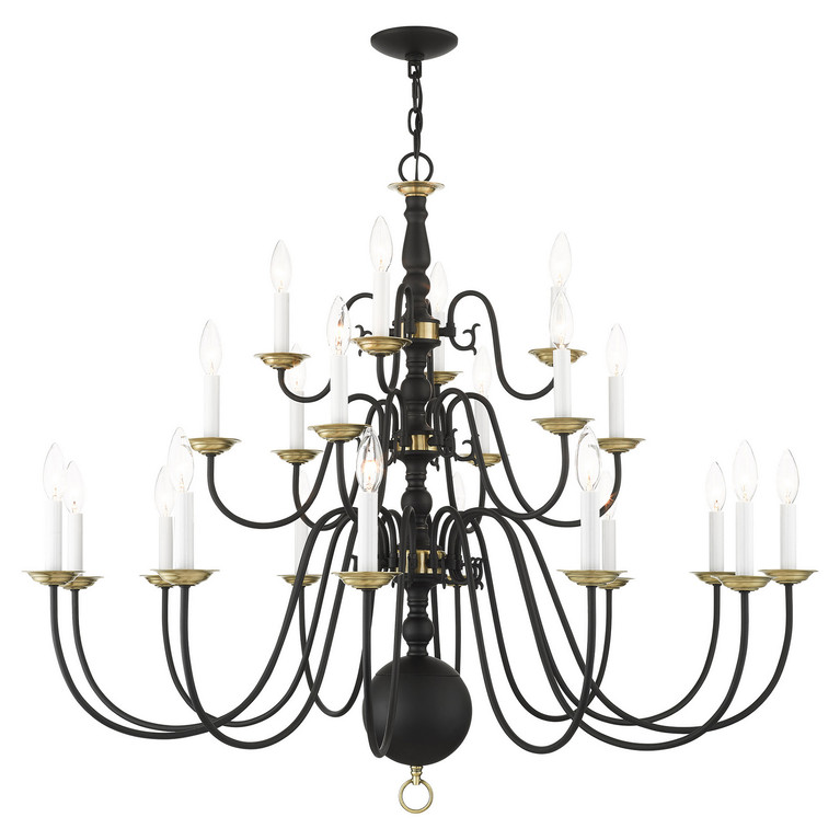 Livex Lighting - 5015-04 - 22 Light Chandelier - Williamsburg - Black w/ Antique Brasss