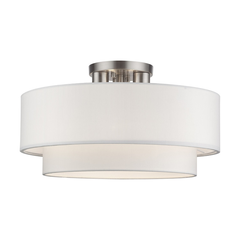 Livex Lighting - 50306-91 - Three Light Semi-Flush Mount - Manorwood - Brushed Nickel