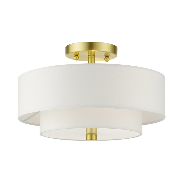 Livex Lighting - 51042-12 - Two Light Semi Flush Mount - Meridian - Satin Brass