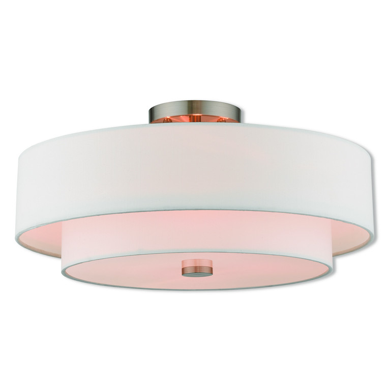 Livex Lighting - 51045-91 - Four Light Ceiling Mount - Meridian - Brushed Nickel