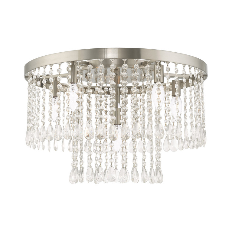 Livex Lighting - 51070-91 - Six Light Ceiling Mount - Elizabeth - Brushed Nickel