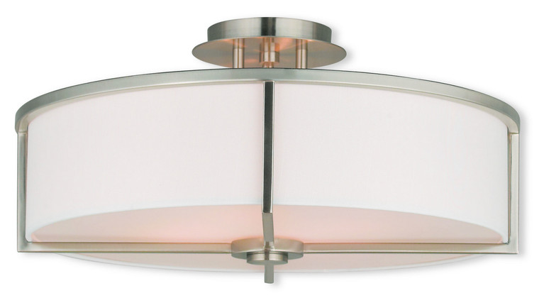 Livex Lighting - 51075-91 - Four Light Ceiling Mount - Wesley - Brushed Nickel