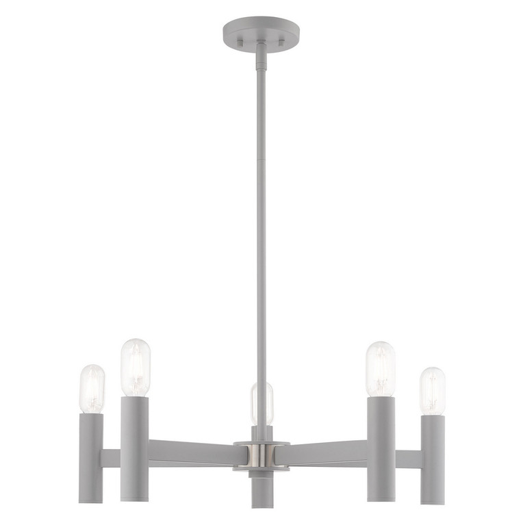 Livex Lighting - 51135-80 - Five Light Chandelier - Copenhagen - Nordic Gray w/ Brushed Nickels