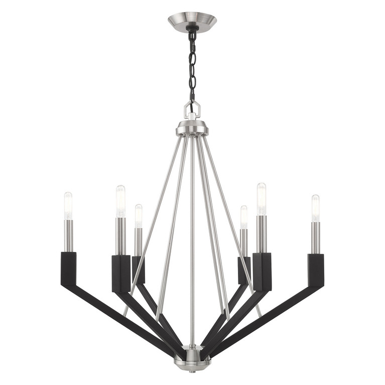 Livex Lighting - 51166-91 - Six Light Chandelier - Beckett - Brushed Nickel & Black