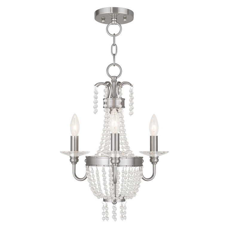 Livex Lighting - 51843-91 - Three Light Mini Chandelier/Ceiling Mount - Valentina - Brushed Nickel