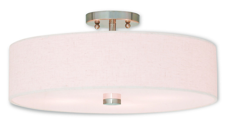 Livex Lighting - 52136-91 - Four Light Ceiling Mount - Meridian - Brushed Nickel