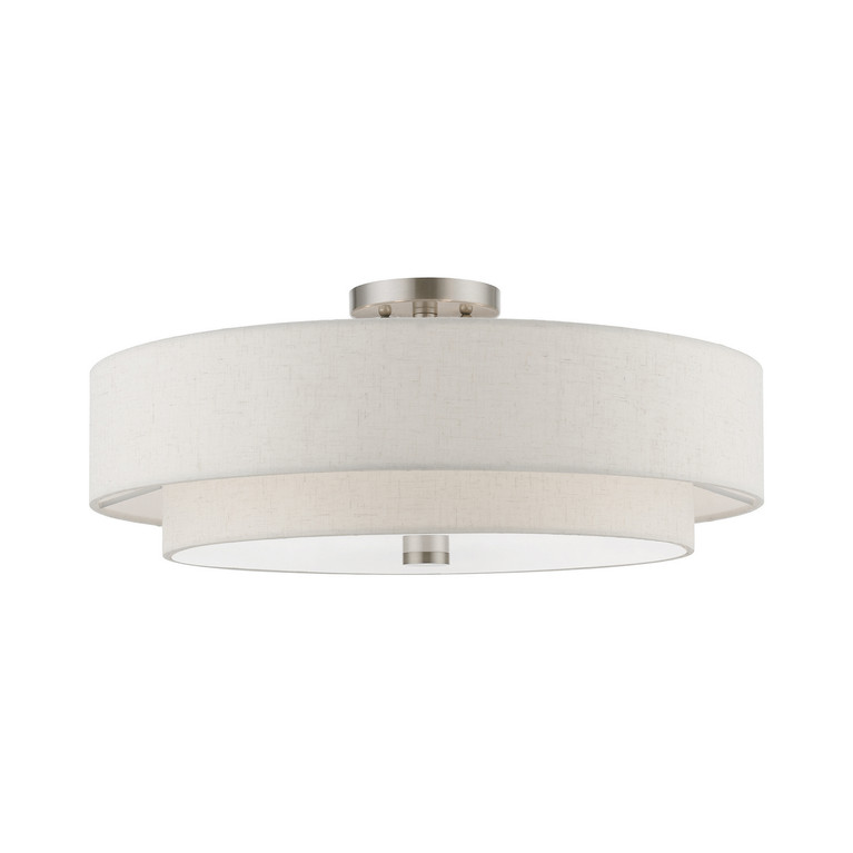 Livex Lighting - 52139-91 - Five Light Semi-Flush Mount - Meridian - Brushed Nickel