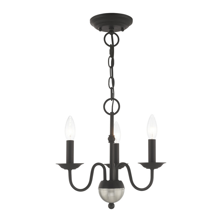 Livex Lighting - 52163-04 - Three Light Mini Chandelier - Windsor - Black w/ Brushed Nickel