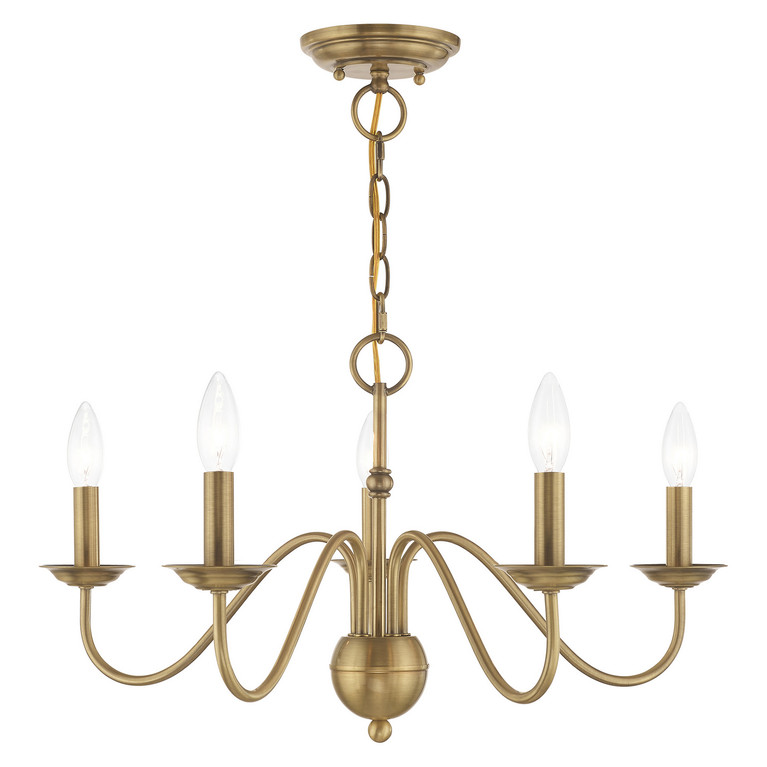 Livex Lighting - 52165-01 - Five Light Chandelier - Windsor - Antique Brass