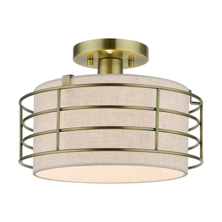 Livex Lighting - 55117-01 - One Light Semi-Flush Mount - Blanchard - Antique Brass