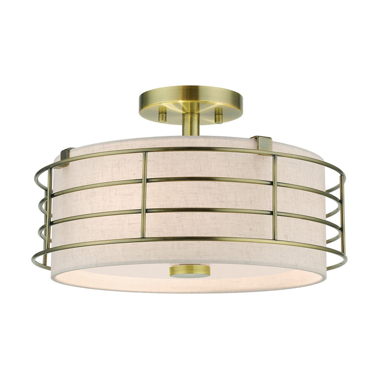 Livex Lighting - 55118-01 - Three Light Semi-Flush Mount - Blanchard - Antique Brass