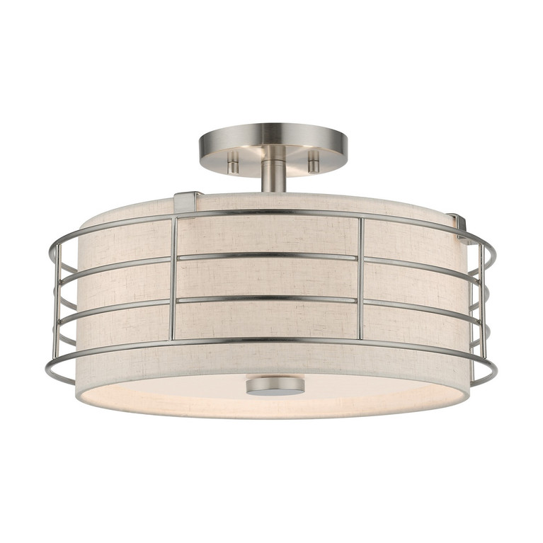 Livex Lighting - 55118-91 - Three Light Semi-Flush Mount - Blanchard - Brushed Nickel