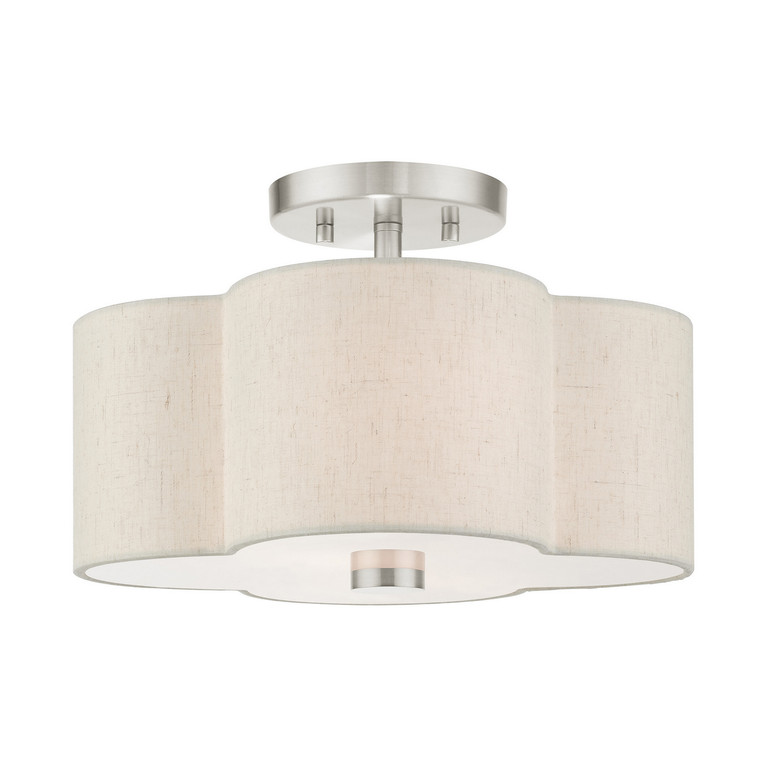 Livex Lighting - 58062-91 - Two Light Semi Flush Mount - Solstice - Brushed Nickel