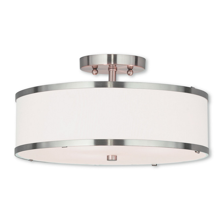 Livex Lighting - 62628-91 - Three Light Ceiling Mount - Park Ridge - Brushed Nickel