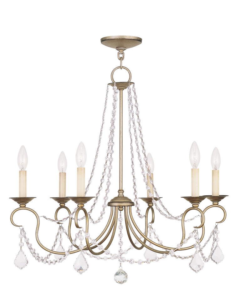 Livex Lighting - 6516-73 - Six Light Chandelier - Pennington - Hand Applied Antique Silver Leaf