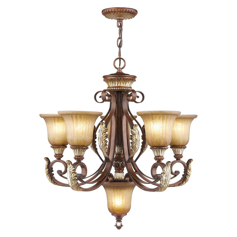 Livex Lighting - 8555-63 - Six Light Chandelier - Villa Verona - Hand Applied Verona Bronze w/ Aged Gold Leafs
