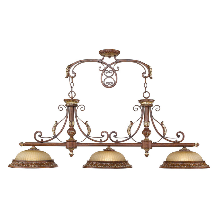 Livex Lighting - 8584-63 - Three Light Island Pendant - Villa Verona - Hand Applied Verona Bronze w/ Aged Gold Leafs