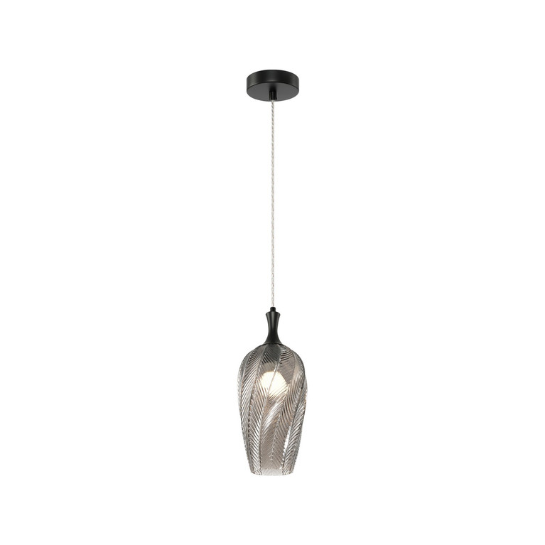 Matteo Lighting - C30901MBSM - One Light Pendant - Eesha - Matte Black + Smoked Glass