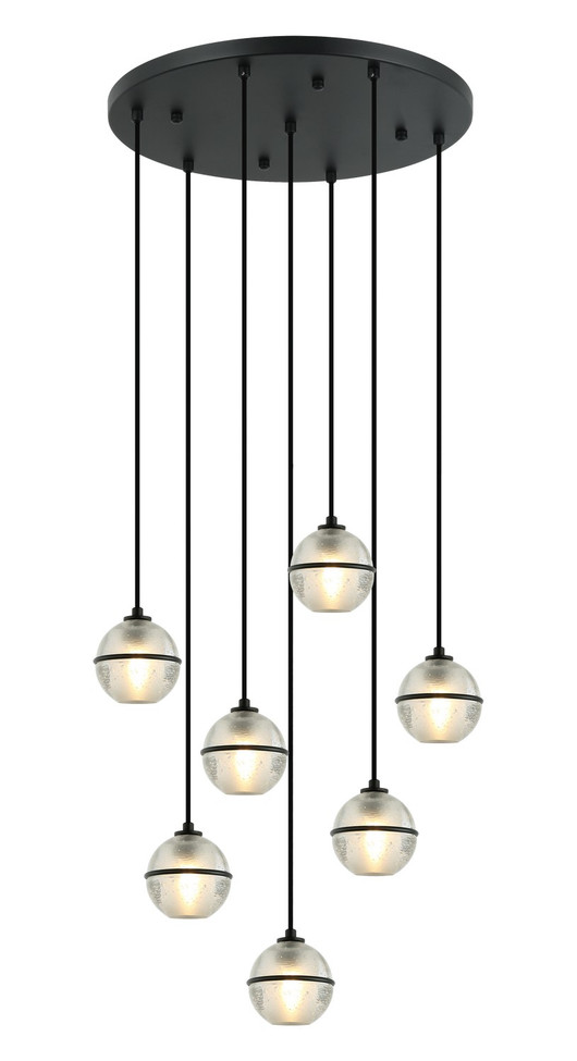 Matteo Lighting - C33107MB - Seven Light Pendant - MISTY - Matte Black