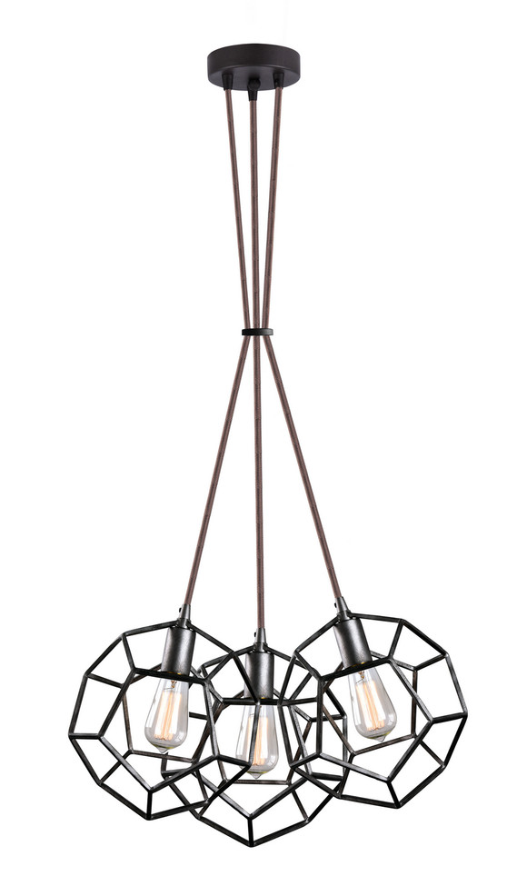 Matteo Lighting - C54633RB - Three Light Pendant - Geometry - Rusty Black