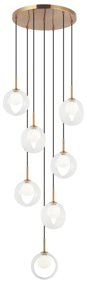 Matteo Lighting - C60607AGCL - LED Pendant - DELCIA - Aged Gold Brass