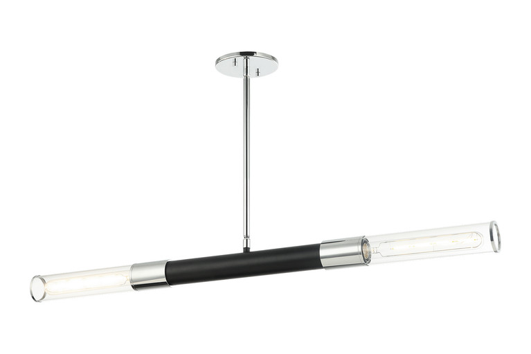 Matteo Lighting - C61202MBCH - Two Light Pendant - Tubo - Matte Black + Chrome
