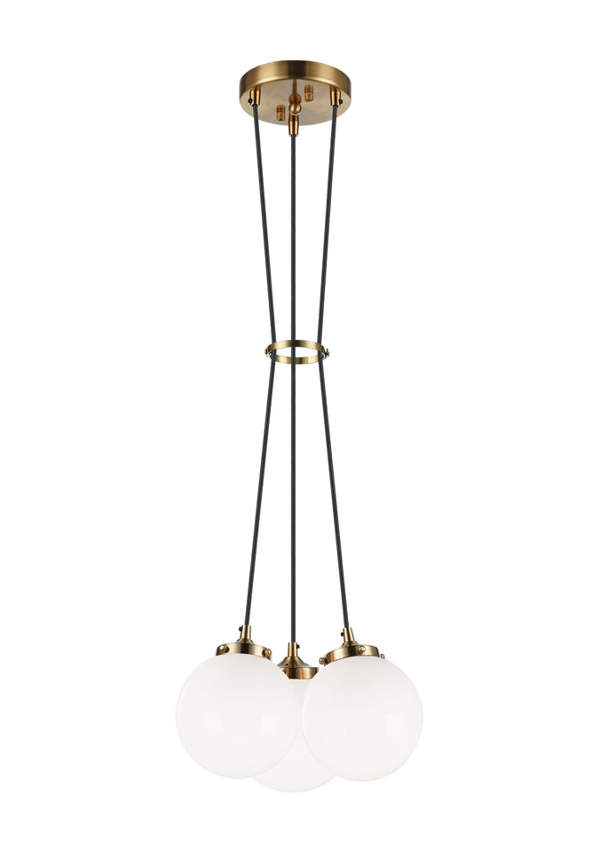 Matteo Lighting - C63003AGOP - Three Light Pendant - The Bougie - Aged Gold Brass