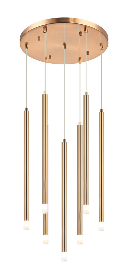 Matteo Lighting - C63107AG - Seven Light Pendant - Reigndrop - Aged Gold Brass