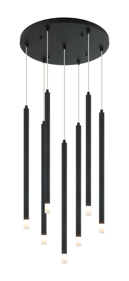 Matteo Lighting - C63107MB - Seven Light Pendant - Reigndrop - Matte Black