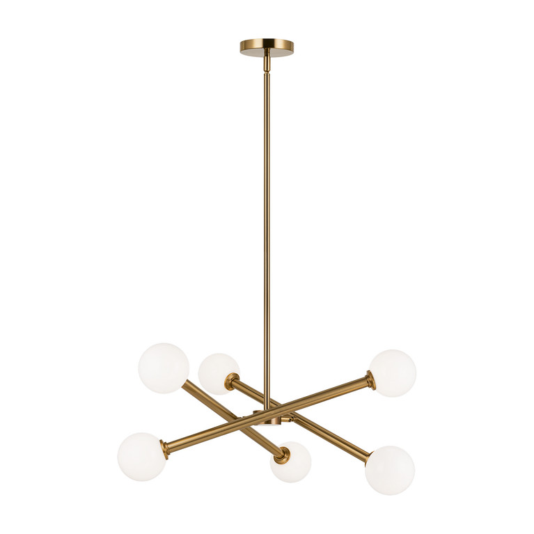 Matteo Lighting - C64606AGOP - Six Light Chandelier - Matchstix - Aged Gold Brass