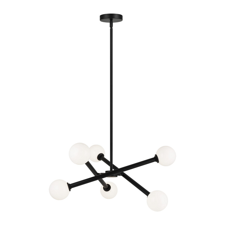 Matteo Lighting - C64606BKOP - Six Light Chandelier - Matchstix - Black