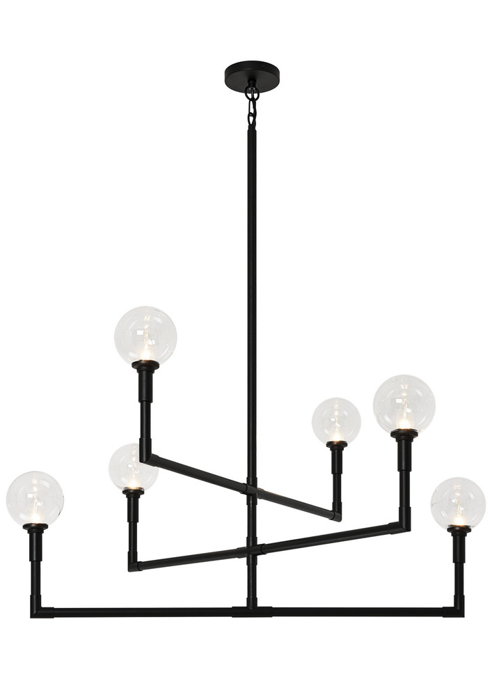 Matteo Lighting - C64806BKCL - Six Light Chandelier - Candlestix - Black