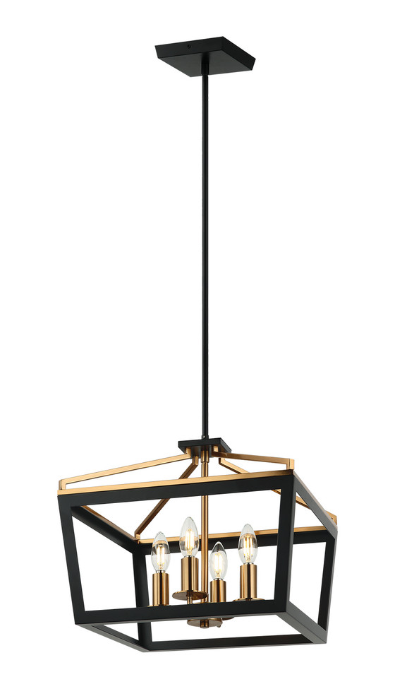 Matteo Lighting - C67004BKAG - Four Light Chandelier - Mavonshire - Black + Aged Gold Brass